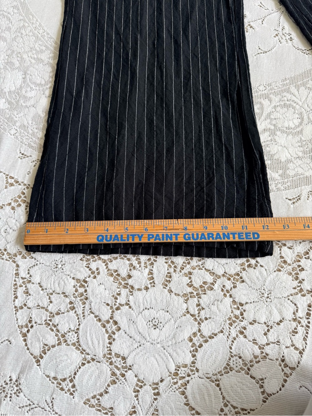 Lane Bryant Linen Rayon Pinstripe Wide Leg Pants Black White Size 14/16 - Picture 4 of 12